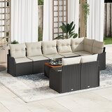 vidaXL 9-dijelni set vrtne sofe s jastučićima Crni Poli Ratan Akacija, 2-satna vrtna sofa s jastučićima Crni Poli Ratan Cijene