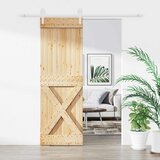  Klizna vrata 70 x 210 cm Čvrsta borovina (neobrađena) | shoptok.hr