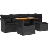 Maison Chic Seti vrtnega pohištva - Vrtna garnitura - Vrtni pohištvo set 6-delna z blazinami črna poli ratan, (21803871) | Shoptok.si