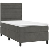 Krevet box spring s madracem LED tamnosivi 90x190 cm baršun | Eponuda.ba