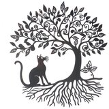 Signes Grimalt Kipci in figurice Stenska Dekoracija Drevesa Z Mačko Črna | Shoptok.si