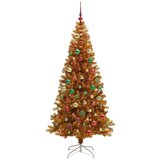 vidaXL Božično drevo med 300 LED z stojalom Zlata 180 cm PET | Shoptok.si