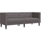 MAISON CHIC kavč - Sofa - Kanape trosed Chesterfield siva umetno usnje, (21726775)