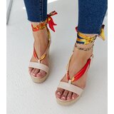 Gemre Beige lace-up wedge sandals Aziza | shoptok.hr
