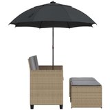 vidaXL Vrtni dvosjed sa suncobranom i tabureima bež od poliratana | shoptok.hr