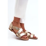PE1 Leather Sandals with Elastic Gold Apulia Cene