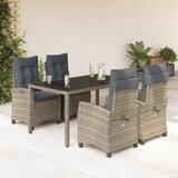 The Living Store Vrtna jedilna garnitura 5-delna z blazinami siv poli ratan - Vrtna Jedilna Garnitura, (21462918) | Shoptok.si
