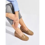 Shelvt Brown openwork loafers on a low wedge | Shoptok.si