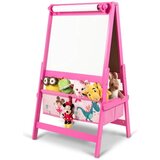 Kinder Home dvostrana dečija drvena tabla sa kutijom za odlaganje roze Cene