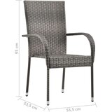 Poli 7-dijelni vrtni blagovaonski set od poliratana sivi | shoptok.hr