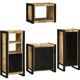 vidaXL Set namještaja za kupaonicu Zidne 4 pcs Smeđa Čvrsto drvo manga | shoptok.hr