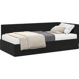 vidaXL Kotna postelja z vzmetnico z vzglavjem Črna 90 x 200 cm Žamet | Shoptok.si
