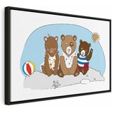  Slika - Teddy Bears on the Beach (1 Part) Wide 60x40 U crnom drvenom okviru | shoptok.hr
