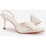 Boto High Heels With Open Heels And Bow Ecru Eklevia | ePonuda.com