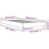  Okvir kreveta boja betona 90x200 cm od konstruiranog drva | shoptok.hr