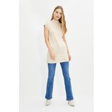 Trendyol Beige Stand Collar Sleeveless Tunic Cene