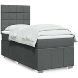 vidaXL Box spring postelja z vzmetnico temno siva 90x200 cm blago | Shoptok.si