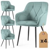 AKORD Diamante Prešiti Jedilni Stoli Iz Žameta, Komplet 4 Stolov, Turkizna, Črne Noge, (5000333407) | Shoptok.si
