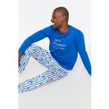 Trendyol dark blue men's regular fit printed pajamas set | ePonuda.com