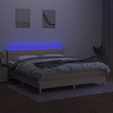 Krevet box spring s madracem LED krem 160x200 cm od tkanine | shoptok.hr