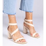 D/CEO marka niezdefiniowana Beige block heel sandals with buckle Runaz | Shoptok.si