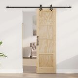  Klizna vrata Prirodna i crna 61 x 198,5 cm Masivna borovina | shoptok.hr