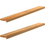  Okenske police 2 kosa svetlo rjava 140x15x2 cm trdna hrastovina | Shoptok.si