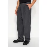 Trendyol Men's Gray Wide Leg Wide Fit Baggy Cachet Thick Winter Trousers