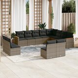Maison Chic Seti vrtnega pohištva - Vrtna garnitura - Vrtni pohištvo set 12-delna z blazinami siva poli ratan, (21811235) | Shoptok.si