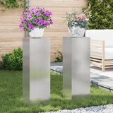 vidaXL Stojala za rastline Set 2 Srebrna Nerjaveče jeklo 24 x 24 x 75 cm Cene