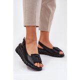 ARTIKER Ladies leather wedge sandals with decoration Black | Eponuda.ba