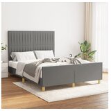  Posteljni okvir z vzglavjem temno siv 140x190 cm blago | Shoptok.si