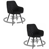  Okretna stolica NANA 360, crni baršun, crne metalne noge, set 2 kom | shoptok.hr