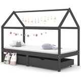 vidaXL Otroški posteljni okvir s predali temno siva borovina 90x200 cm Cene