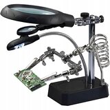 Rosfix Trikratna Ročna Magnifier 3x 7.7x 10x – Penilna Šoba, 5x LED, Ročaj Za Spajkalnik, USB In AA Napajanje | 90 Mm, Hlev Kovinska Osnova, (5000211948) | Shoptok.si