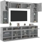  6-dijelni set zidnih TV ormarića s LED svjetlima boja betona | shoptok.hr