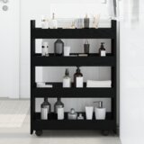vidaXL Narrow Storage Trolley 4 Tier Black Oak Engineered Wood Cene