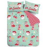 Catherine Lansfield Zelena/rožnata posteljnina za zakonsko posteljo 200x200 cm Santa's Howdy Christmas – | Shoptok.si