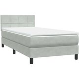 vidaXL Box spring postelja z vzmetnico svetlo siv 90x220 cm žamet | Shoptok.si