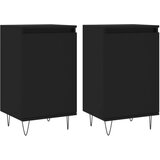 Maison Chic Komoda - Predalnik 2 kosa črna 40x35x70 cm inženirski les, (21720613) | Shoptok.si