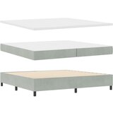  Postelja z vzmetnico in klopjo svetlo siva 200x200 cm žamet | Shoptok.si
