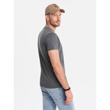 Ombre Men's t-shirt with round henley neckline - dark grey | Eponuda.ba