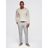 Ombre Men's sweater with round neckline in stretch knit with classic weave - beige | Shoptok.si