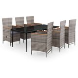  7-dijelni vrtni blagovaonski set s jastucima sivi | shoptok.hr