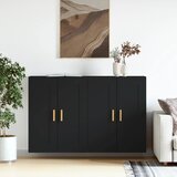Maison Chic Stenska omarica - Zidna omarica 2 kosa črn inženirski les iu174, (22062759) | Shoptok.si