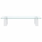  Stalak za monitor bijeli 40 x 20 x 8 cm kaljeno staklo i metal | shoptok.hr
