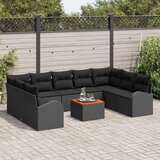  Sjedeća garnitura za vrt 10 kom. Crna poliratan 289 x 179 x 69 cm | shoptok.hr