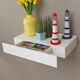 Maison Chic Lebdeča stenska polica - Viseča polica z 1 predalom MDF bela, (21784640) | Shoptok.si