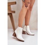 Lewski Shoes Heeled Boots Natural Leather Zazoo 3673 White Cijene