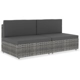 vidaXL Sekcijski kavč dvosed poli ratan siv | Shoptok.si
